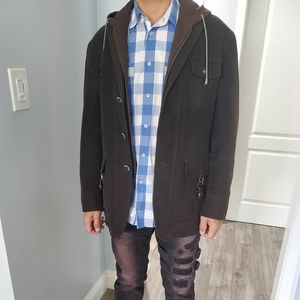 Men jacket, size small, with hoodie, looks young